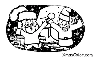 Noël / Noël Drôle: Père Noël bloqué dans une cheminée