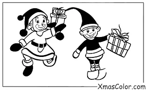 Noël / Noël Drôle: Un elfe de Noël essayant d'attraper le traîneau de Papa Noël