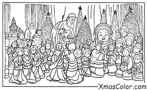 Noël / Noël en Asie: Santa dans un temple