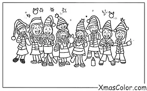 Noël / Noël inhabituel: Un groupe d'amis qui chantent des cantiques de Noël