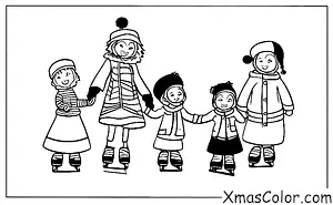 Noël / Noël inhabituel: Une famille patinant dans le parc