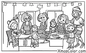 Noël / Noël moderne: Une famille de cuisson des cookies ensemble