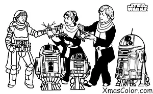 Noël / Noël Star Wars: Luke Skywalker et Princesse Leia décorant un sapin de Noël