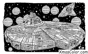 Noël / Noël Star Wars: Millennium Falcon dans la neige