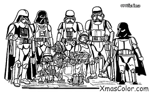 Noël / Noël Star Wars: Une scène de Darth Vader et de ses Stormtroopers en train de décorer un sapin de Noël