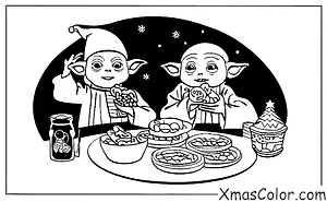 Noël / Noël Star Wars: Yoda manger des cookies de Noël