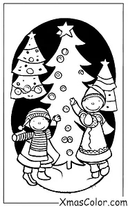 Noël / O venez, tous les fidèles: Une famille en train de décorer leur sapin de Noël