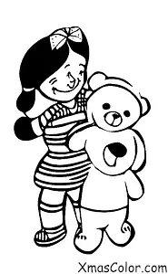 Noël / Offrir: Une fille donnant un ours en peluche à son petit frère