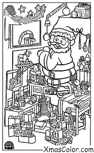 Noël / Paix: Père Noël dans son atelier