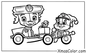 Noël / Pat' Patrouille Noël: Les chiots de Pat Patrouille aidant Père Noël à apporter des cadeaux