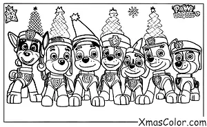 Noël / Pat' Patrouille Noël: Les chiots de Patrouille de chiens habillés de leur meilleur pour Noël