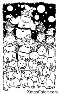 Noël / Pays des Merveilles d'Hiver: Père Noël nourrissant ses rennes