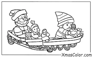 Noël / Renne: Père Noël et ses rennes en traîneau