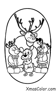 Noël / Rudolph le renne au nez rouge: Rudolph et les autres rennes qui jouent dans la neige