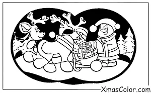 Noël / Rudolph le renne au nez rouge: Rudolph guidant le traîneau de Saint-Nicolas