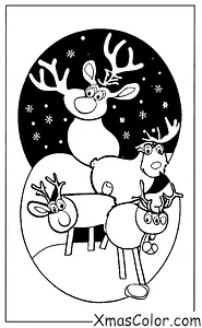 Noël / Rudolph: Rudolph et les autres rennes jouant dans la neige