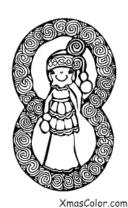 Noël / Saint-Lucie: Une fille habillée de blanc avec une couronne de bougies sur la tête