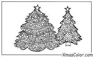 Noël / Sapins de Noël: Sapin de Noël décoré avec différents types d'ornements