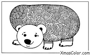 Noël / Sapins de Noël: Un ours polaire jouant avec une balle