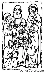 Noël / Scène de la nativité: Les trois rois mages offrant des cadeaux à l'enfant Jésus