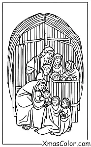 Noël / Scène de la nativité: Marie et Joseph dans l'étable