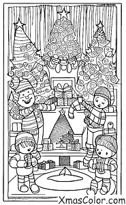 Noël / Silence éternel: Une famille est rassemblée autour de la cheminée en train de chanter Douce Nuit
