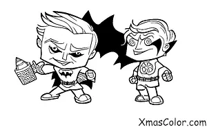 Noël / Superhéros de Noël: Batman se battant contre le Joker