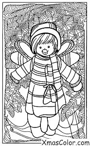 Noël / Temps hivernal: Un enfant faisant un ange de neige