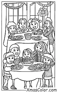 Noël / Traditions de Noël: Une famille célèbre la veille de Noël avec un repas spécial