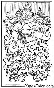Noël / Traîneau du Père Noël: Papa Noël et ses rennes en pause