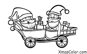 Noël / Traîneau du Père Noël: Père Noël conduisant le traîneau