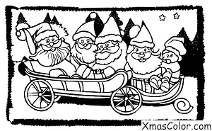 Noël / Traîneau du Père Noël: Père Noël conduisant sa traîneau