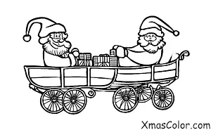 Noël / Traîneau: Père Noël conduisant son traîneau