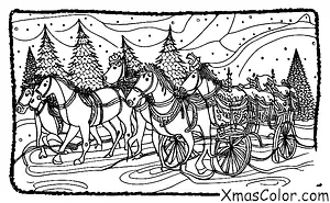Noël / Traîneau: Traineau tiré par des chevaux